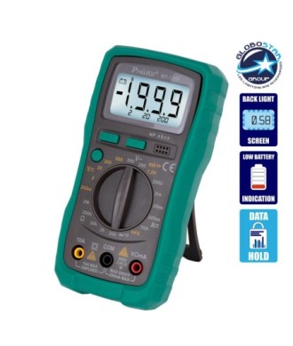 GloboStar® 79982 Ψηφιακό Πολύμετρο Proskit MT-1210 με Θήκη Προστασίας - Οθόνη 3 ½ - Buzzer και Βοηθητικό Φωτισμό